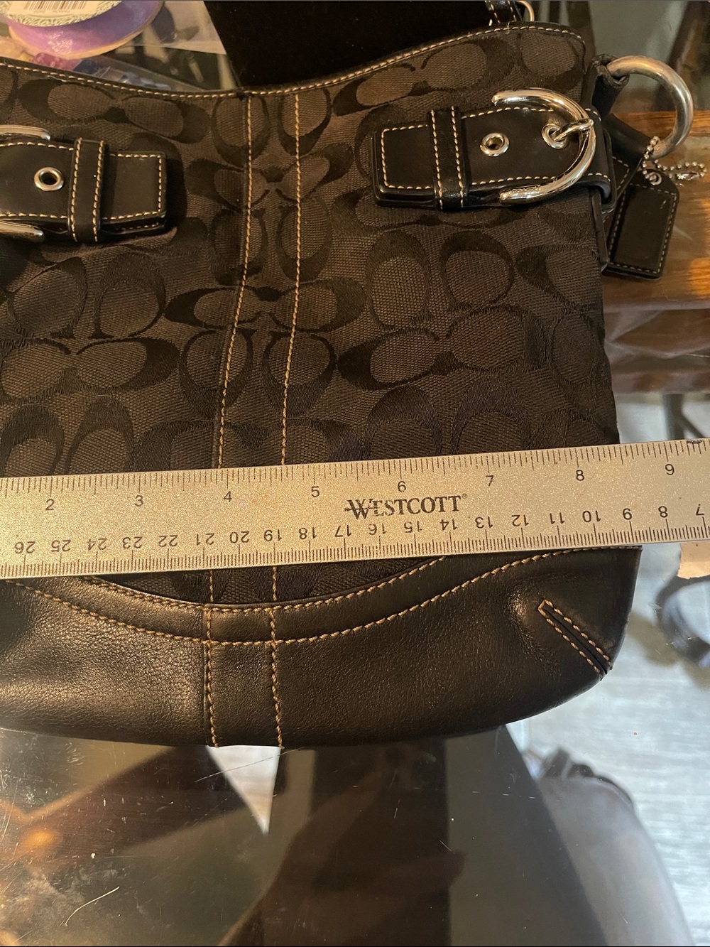 Vintage Coach Black Signature Canvas Shoulder Bag - Picture 8 of 12